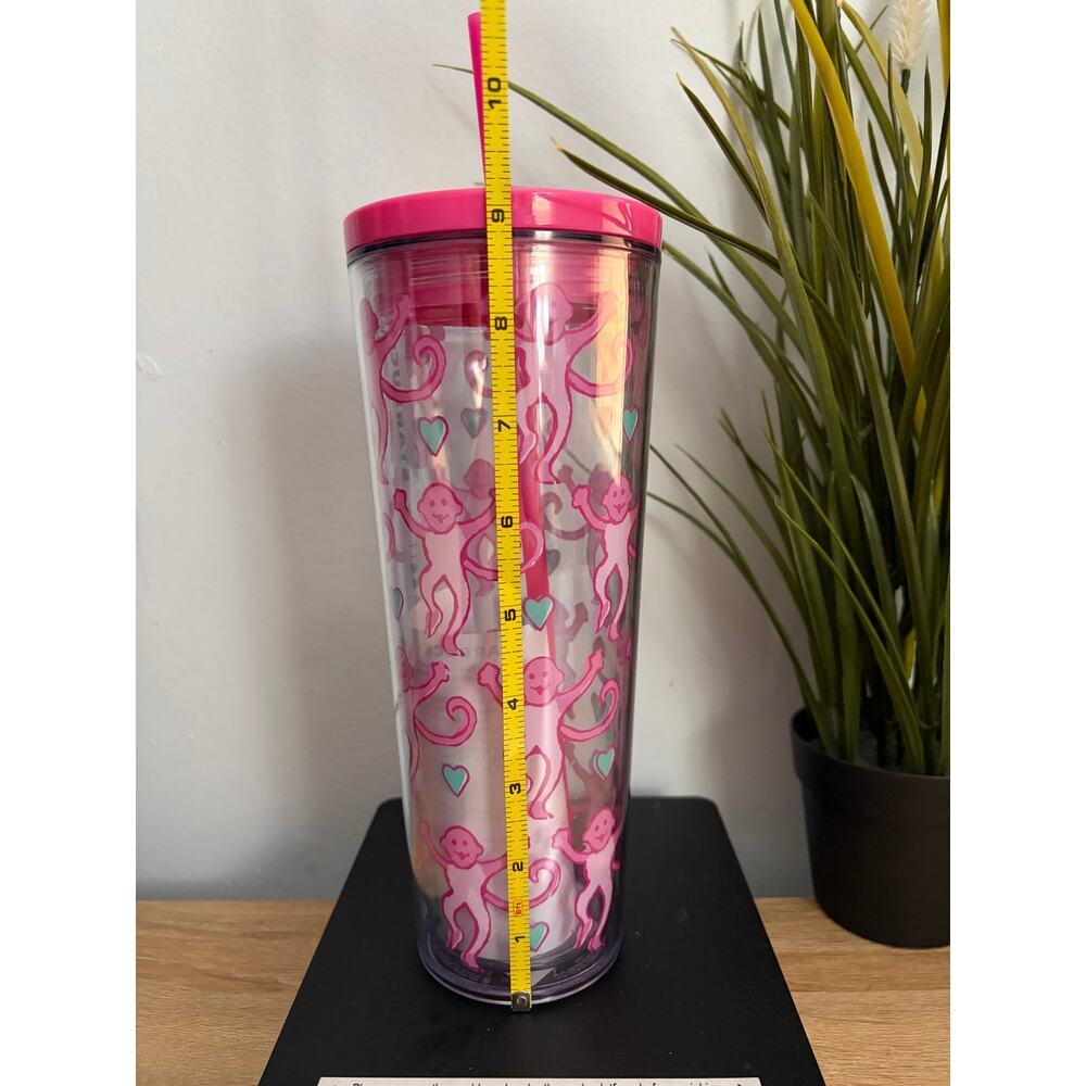 Roller Rabbit Pink and Blue Monkey Tumbler NWT - Picture 3 of 6